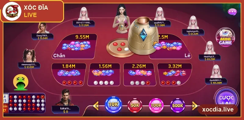Xóc đĩa game đồ họa trên Haywin với bát đá quý và bàn tông hồng