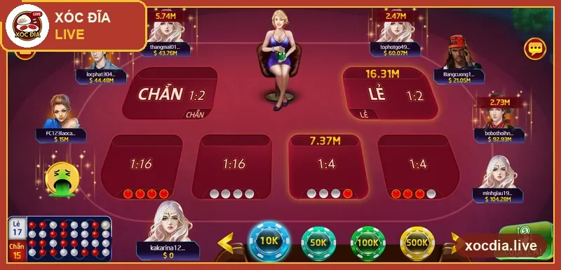 Bàn cược xóc đĩa với cửa Chẵn/Lẻ và các cửa tỷ lệ cao trên Rikvip